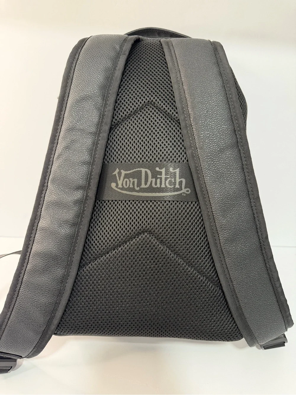 Von Dutch Black Backpack with Yellow Winged Eyeball and Blue Iris